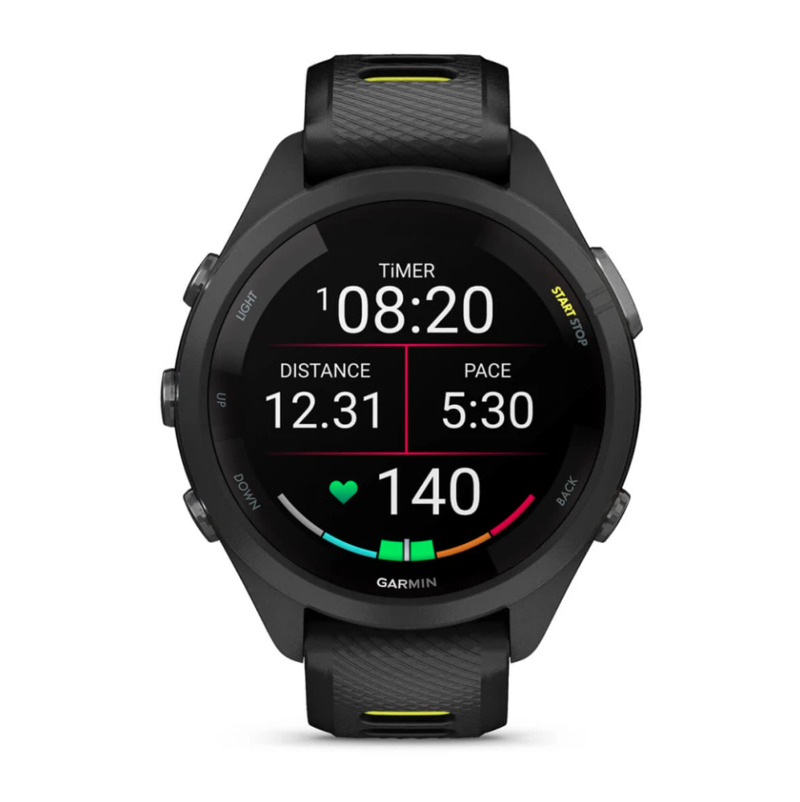 Garmin Forerunner 265S Black Bezel and Case with Black/Amp Yellow Silicone Band-2